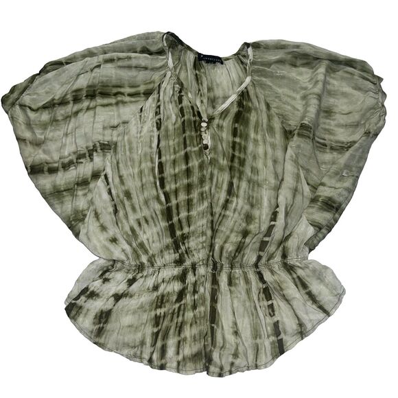 Vintage Y2K Forever 21 Green Tie Dye Dolman Sleeve Blouse Small - Picture 1 of 11